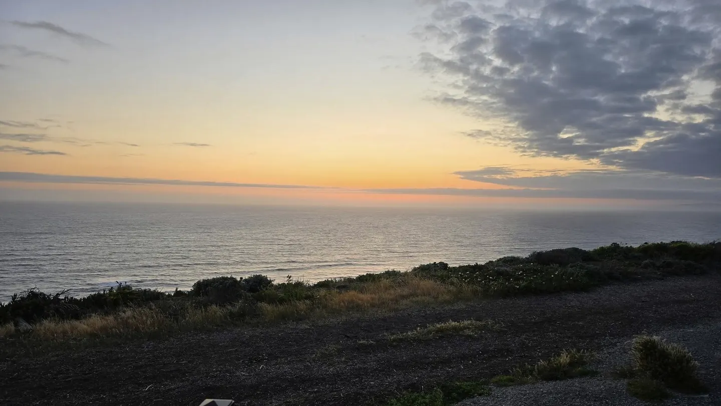 Sunset over the Pacific from the bluff by the pods